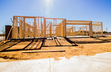 New Home Construction In Framing Stage