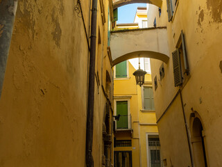 Narrow street in the old town of Verona. 