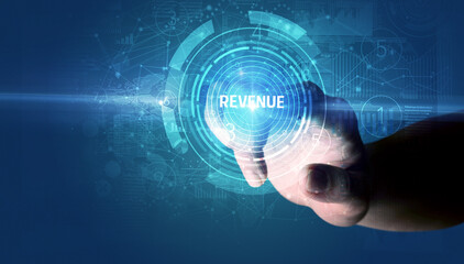 Hand touching business concept button