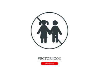 No children vector icon.  Editable stroke. Linear style sign for use on web design and mobile apps, logo. Symbol illustration. Pixel vector graphics - Vector