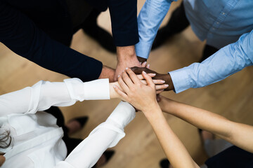 Diverse Business People Hands Stack. Community