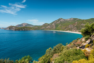 Obraz premium Beautiful view of Oludeniz beach in Mugla region, Turkey. Summer holiday travel destination
