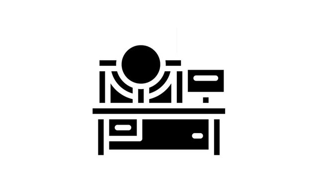 industrial crimping machine glyph icon animation