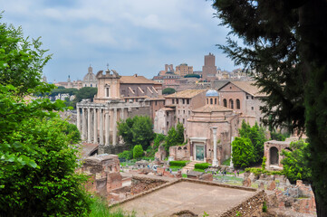 Fototapeta na wymiar Roman Forum in center of Rome, Italy