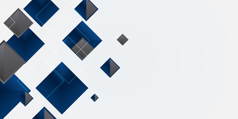 Fototapeta premium Abstract blue black background with 3d cubes and squares vector illustration. Modern business presentation template design