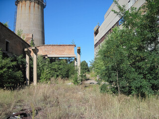 Chyhyryn Nuclear Power Plant. The building of the abandoned Ukrainian nuclear power plant Chigirinskaya. The ruins of buildings and structures. © Deniz
