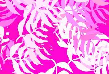 Light Pink vector natural pattern with leaves.