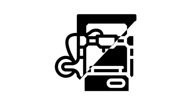 3d printer black icon animation