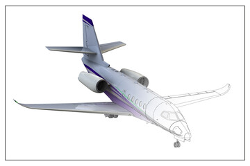 3D design of an airplane.