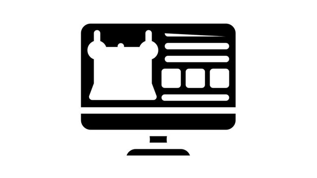 monitor with printer settings glyph icon animation