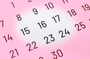 Close up of calendar date