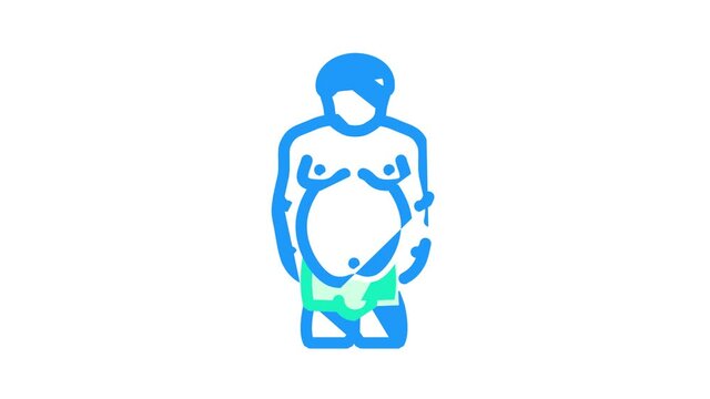 overweight prople color icon animation