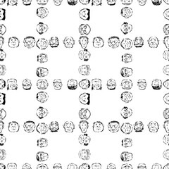 Seamless pattern of outlines various male doodle faces
