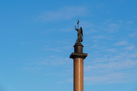 Alexander Column with angel in St. Petersburg in memory of victory over Napoleon
