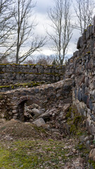 Araishi (Araisi)  Stone Walls Medieval Castle Ruins in Latvia, Gauja National Park. Castle Was Built in the 14th - 17th Century.