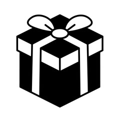 Gift box flat icon. Pictogram for web. Line stroke. Present isolated on white background. Outline vector eps10