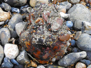 Old metal combined with stones by nature