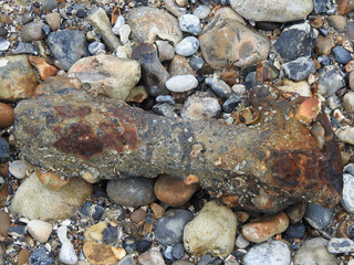 Old metal combined with stones by nature