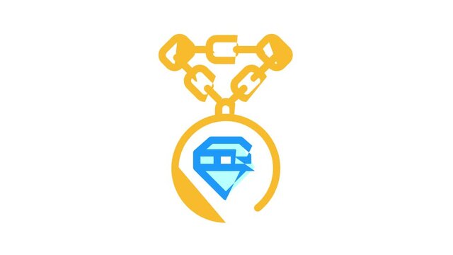 jewelry chain with diamond color icon animation