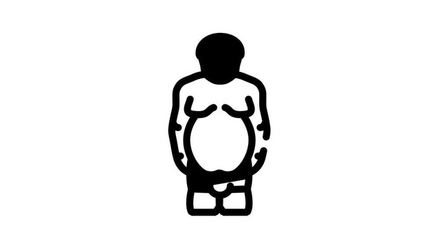 overweight prople black icon animation