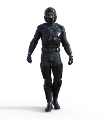male Sci-Fi Starship Pilot front 3d rendering