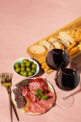 Red wine and cold cuts