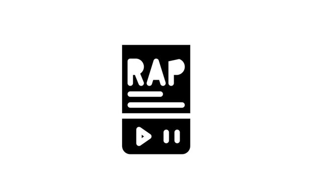 listening rap music phone app glyph icon animation