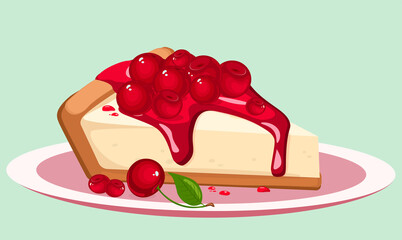 cherry cheesecake on a plate