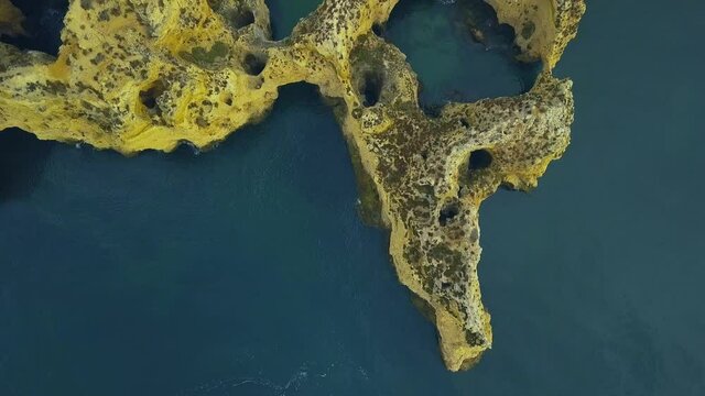 Drone footage from the Atlantic coast of Portugal in the Ponda da Piedade area