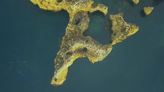 Drone footage from the Atlantic coast of Portugal in the Ponda da Piedade area