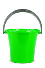plastic color bucket with round handle, isolate on white background