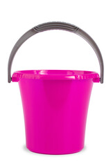 plastic color bucket with round handle, isolate on white background