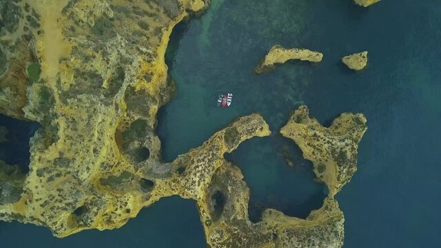 Drone footage from the Atlantic coast of Portugal in the Ponda da Piedade area