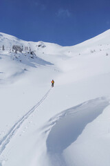 Fototapeta na wymiar Ski tour in Godeanu Mountains, Carpathians, Romania, Europe 
