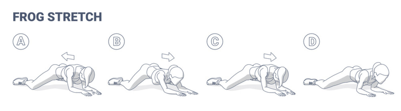 Frog Stretch Exercise for Women Home Workout Guidance. Young Female Do the Stretching Routine.