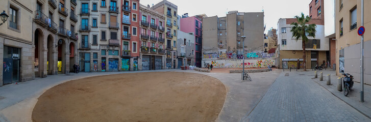Barcelona square with graffiti
