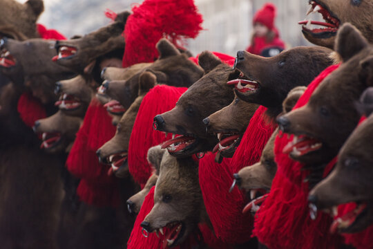 Bear dance. Traditional Winter holidays custom and tradition in Bucovina, Romania