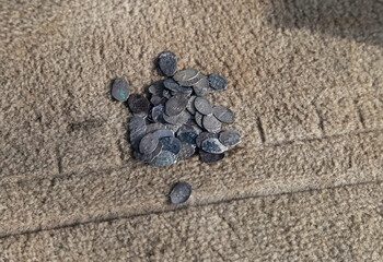 Vintage medieval Russian silver coins
