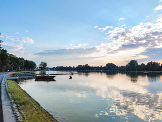 Sunset view of Rowing Venue in city of Plovdiv, Bulgaria