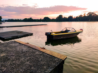 Obraz premium Sunset view of Rowing Venue in city of Plovdiv, Bulgaria