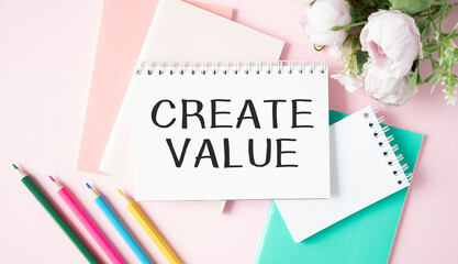 CREATE VALUE concept. Text on a white page.