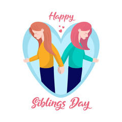 Plakat happy sibling's day concept. vector illustration
