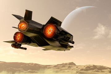 metal space ship is going away © DM7