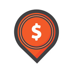 location illustration. location with money icon. can use for, icon design element,ui, web, mobile app.