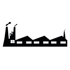 Factory vector. Industrial building icon. Black factory symbol