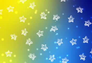 Light Blue, Yellow vector backdrop with small and big stars.