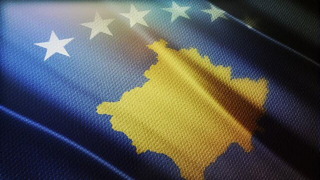 kosovo flag is waving 3D animation. kosovo flag waving in the wind. National flag of kosovo. flag seamless loop animation. 4K