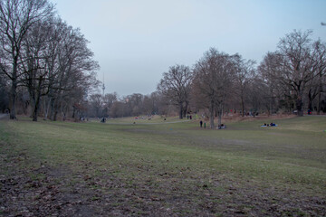 Landscape of Volkspark Hasenheide park in Neukolln Berlin Germany