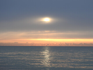 Horizontal sunrise over the sea