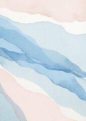 Abstrakte Arrangements. Landschaften, Berge. Plakate. Blau, marineblau, erröten, rosa, elfenbeinfarben, beige, weiße Aquarellillustration, Hintergrund. Modernes Druckset. Wandkunst. Visitenkarte. Druckbar. Pastell. © Veris Studio